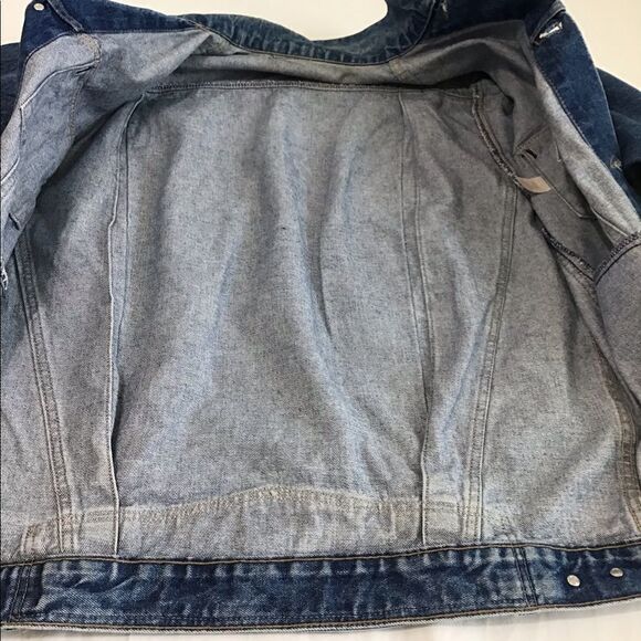 Vintage Brittania Blue Denim Elongated Trucker Style Jean Jacket Size Medium - Picture 15 of 16